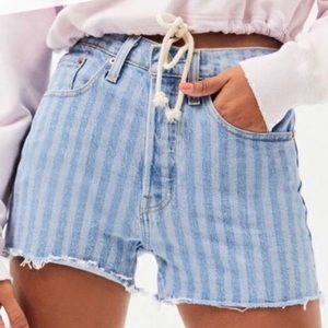 Levi's 501 Striped High Rise Cut Off Denim Shorts Size W 30 Like New Condition